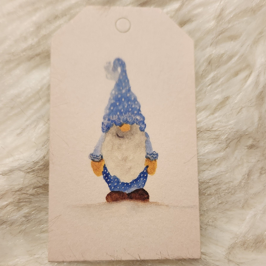 Winter Blue Gnome! Holiday Gift Tag Package 3 Count