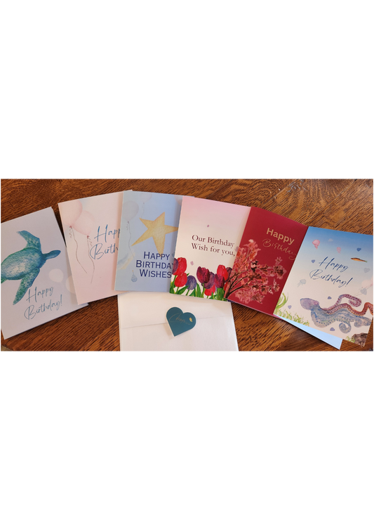 Birthday Wishes! Assorted Boxed Greeting Cards! 6 - Count