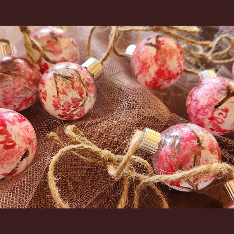 Cherry Blossom Snow! Mini Round Ornament