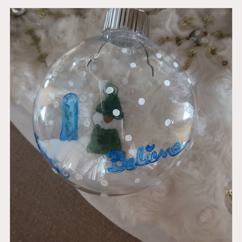 Kitty Snowboarding Gnome "Believe" Disc Ornament!