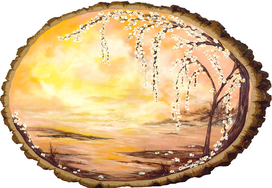 Moonlight Blossoms! Original Acrylic on Bass Wood 9 in x 13 in