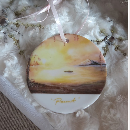 Present! Round Ceramic Ornament