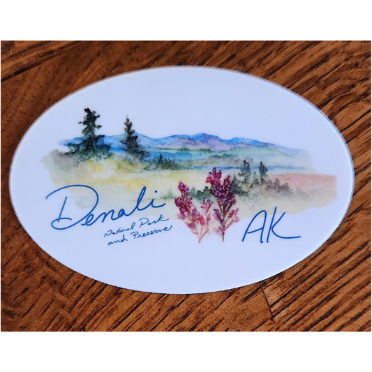 Beautiful Denali National Park and Preserve, Alaska! 3"x 2" Oval Sticker