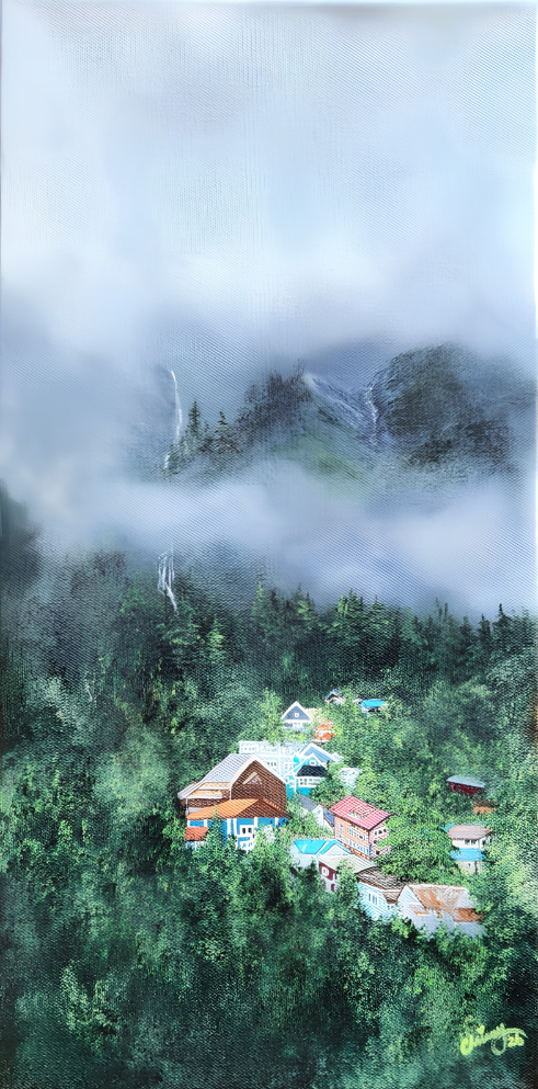 Beyond the Veil! Original Acrylic Painting 20 in x 10 in