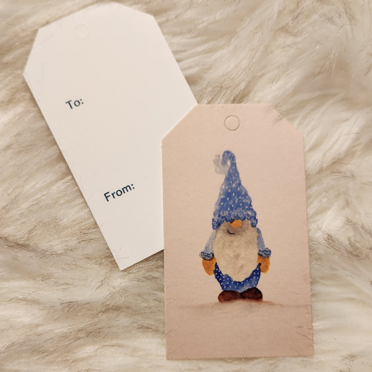 Winter Blue Gnome! Holiday Gift Tag Package 3 Count