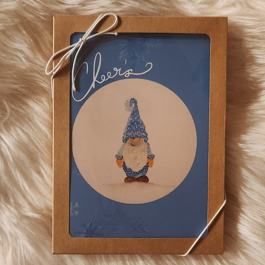 Winter Blue Gnome! Boxed Greeting Cards! 5 - Count