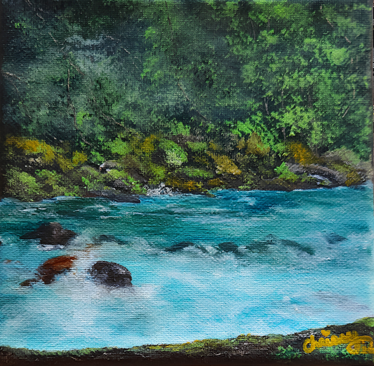 Celestial Water! Original Acrylic Painting 6 in x 6 in