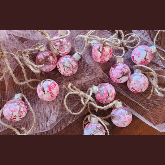 Cherry Blossom Snow! Mini Round Ornament