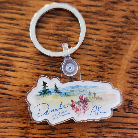 Beautiful Denali National Park and Preserve, Alaska! 2" x 1.08" Acrylic Keychain