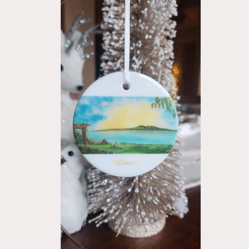 Dream! Round Ceramic Ornament