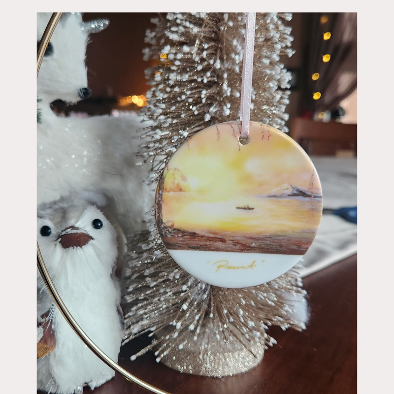 Present! Round Ceramic Ornament