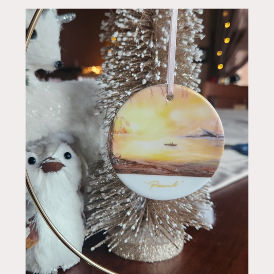 Present! Round Ceramic Ornament