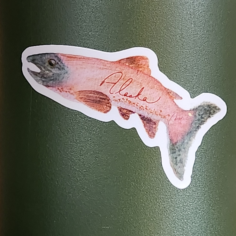 Alaska Sockeye Salmon! 3" x 1.69" Die Cut Sticker