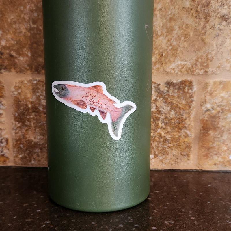 Alaska Sockeye Salmon! 3" x 1.69" Die Cut Sticker