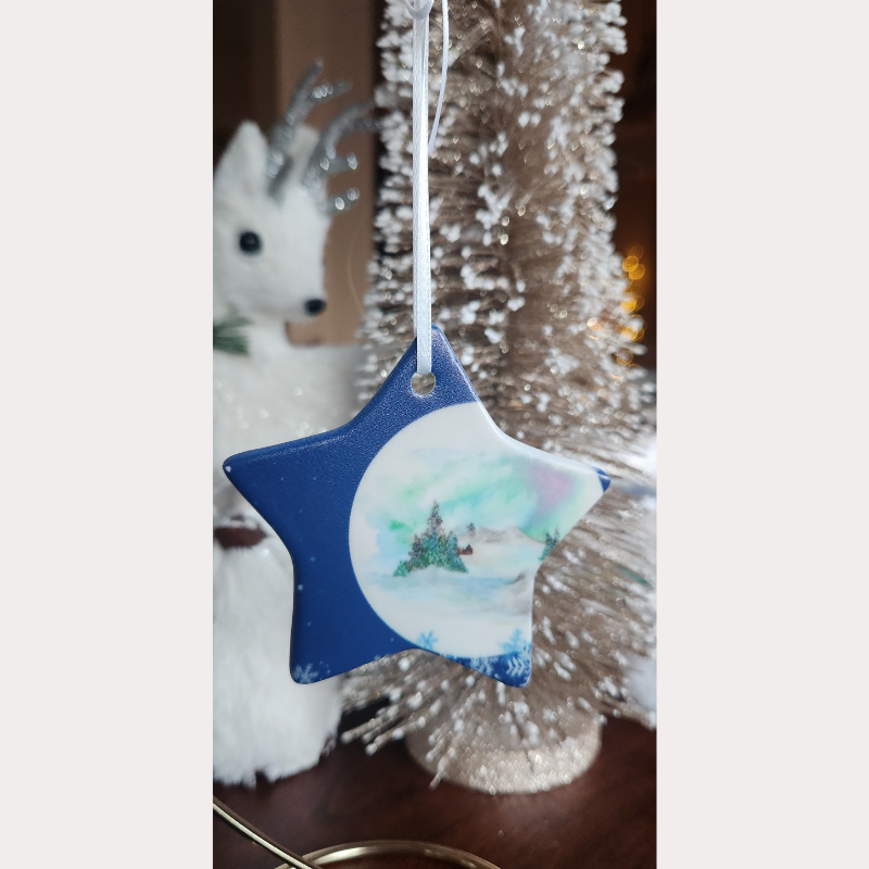 Holiday Wishes! Star Shaped Ceramic Ornament