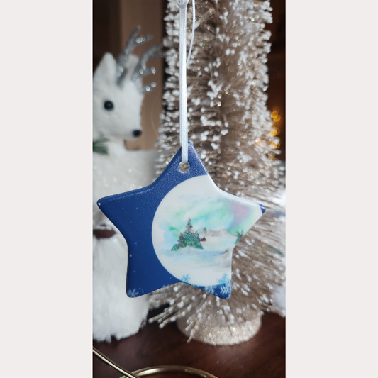 Holiday Wishes! Star Shaped Ceramic Ornament