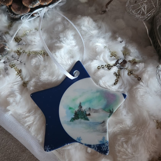 Holiday Wishes! Star Shaped Ceramic Ornament