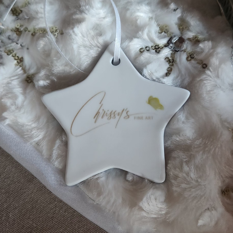 Holiday Wishes! Star Shaped Ceramic Ornament